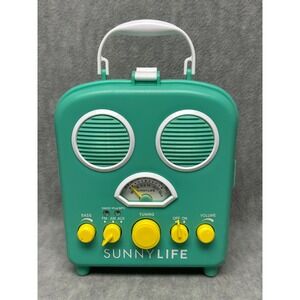 Sunnylife Beach Sounds Radio Teal Yellow Portable Speaker AM FM AUX‎ Retro